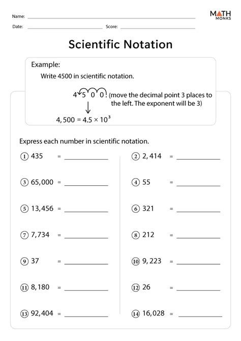 Scientific Notation Worksheets - Math Monks - Worksheets Library