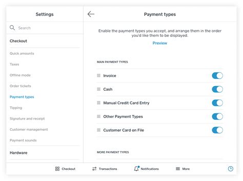 Manage Payment Types with the Square App | Square Support Center - US