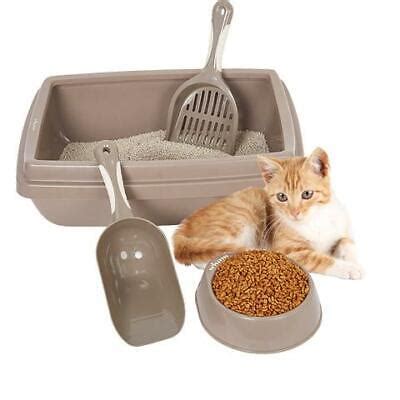 Livebest 4 Pcs Litter Tray Box Pet Supplies Set Cat Kitten Dog Bowl Food Scoop | eBay