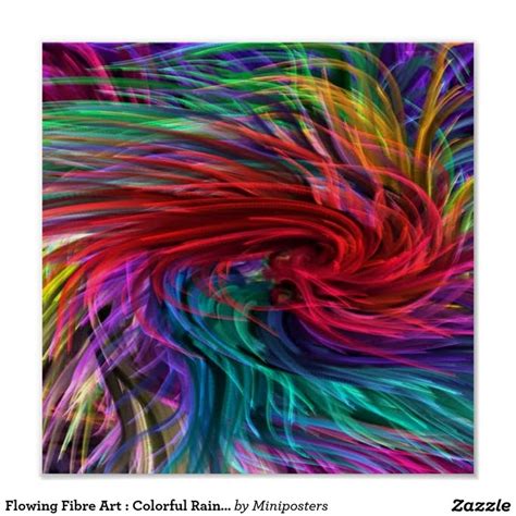 Flowing Fibre Art : Colorful Rainbow Graphics Poster | Zazzle.com | Art, Poster, Fiber art