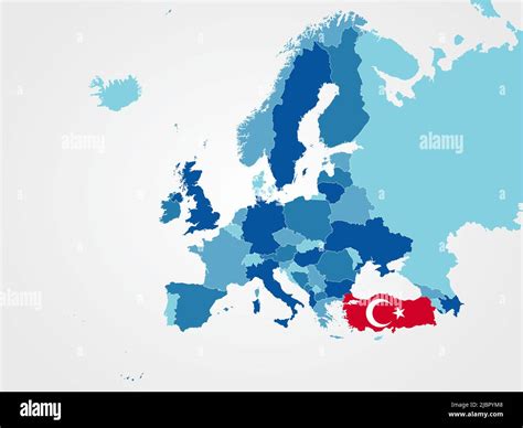 Illustration of a map of Europe with the state of Turkey in the ...