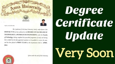 Anna University Degree Certificate - YouTube