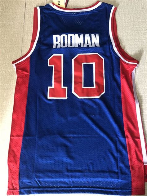 Men 10 Dennis Rodman Jersey Blue Detroit Pistons Jersey Hardwood ...