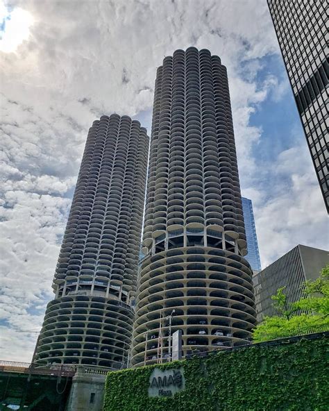 View of the Marina City apartments/condos from the architectural boat tour down the Chicago ...