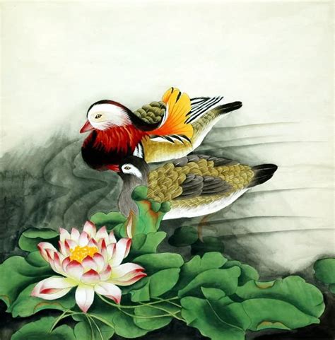 Chinese Mandarin Duck Painting Mandarin duck 2614042, 69cm x 69cm(27〃 x 27〃)