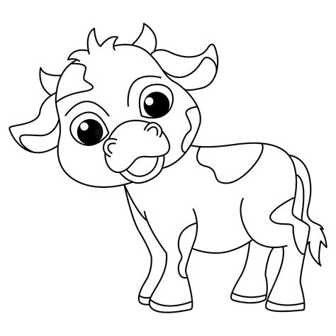 Premium Vector | Cute cow cartoon coloring page illustration vector For kids coloring book