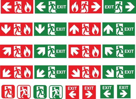 emergency fire exit door and exit door. fire exit sign. emergency exit ...