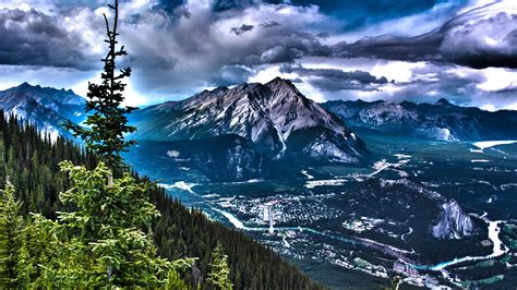 Wallpaper Canada beautiful nature landscape, mountains, trees, clouds ...