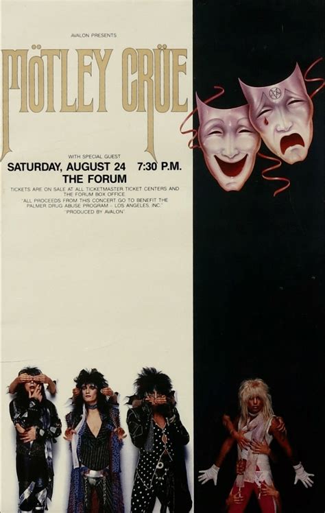 A beautiful 14" x 22" concert poster for Motley Crue's August 14, 1985 concert at the Los ...