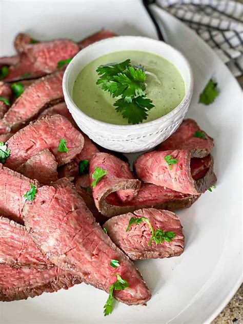 Sous Vide Tri Tip Steak Recipe with Cilantro Sauce - Sip Bite Go