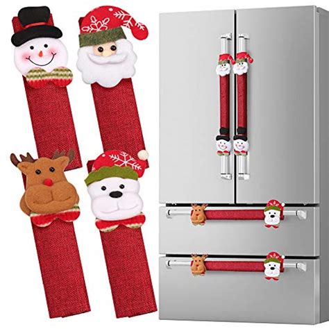 D-FantiX Christmas Refrigerator Handle Covers Set of 8, Santa Snowman Kitchen Appliance Covers ...