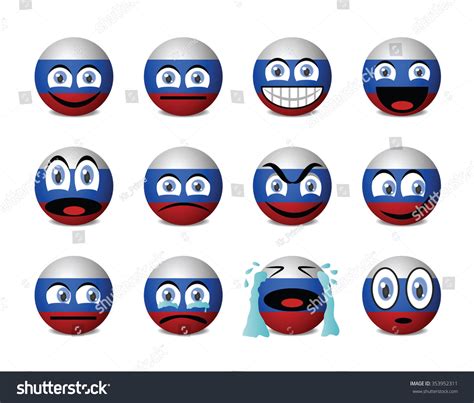 Russian Flag Emoji, Emoticons Set, Vector Eps10 Illustration - 353952311 : Shutterstock