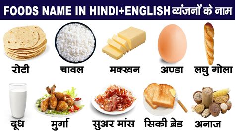 Food name English to Hindi | food name in English and Hindi with pictures - YouTube