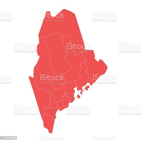 Maine State Map With Counties Stock Illustration - Download Image Now - American Culture ...