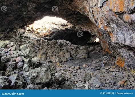 Indian Tunnel Cave in Craters of the Moon National Monument, Idaho, USA Stock Image - Image of ...