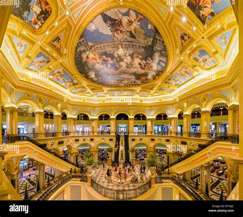 Ornate interior of The Venetian Macao casino and hotel in Macau China ...