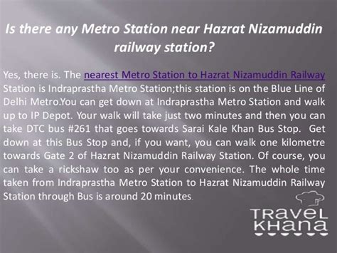 Nearest metro station from hazrat nizamuddin railway station