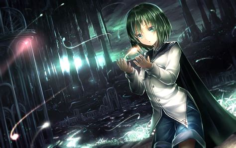 Fond d'écran : Anime, Filles anime, cheveux verts, yeux verts 1402x882 ...