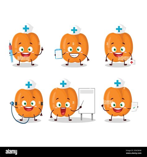 Doctor profession emoticon with apricot cartoon character. Vector ...