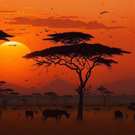 Premium AI Image | Beautiful African Sunset Scenery picture