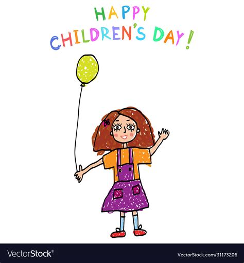 Children day kids drawing Royalty Free Vector Image