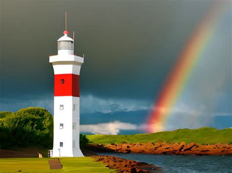 Lighthouse And Rainbow Illustration Free Stock Photo - Public Domain ...