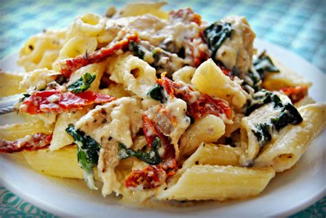 Gluten-Free Penne Pasta Alfredo with Chicken, Mushrooms, Spinach and Sun Dried Tomatoes - Mama ...