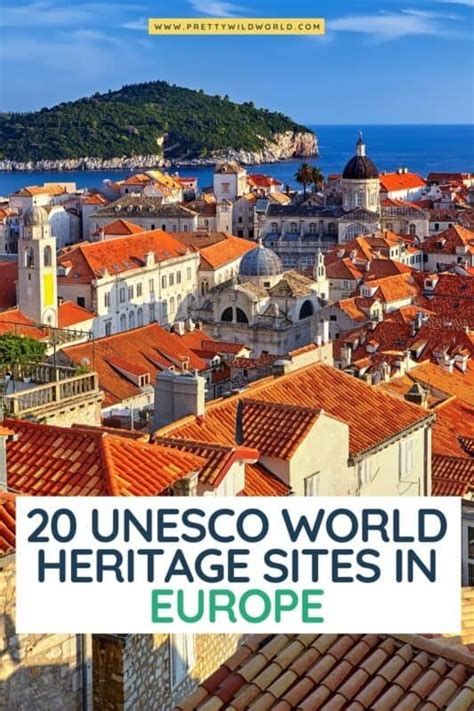 an aerial view of europe with the words 20 uneso world heritage sites in europe