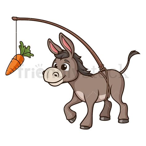 Donkey Carrot On A Stick Cartoon Vector Clipart