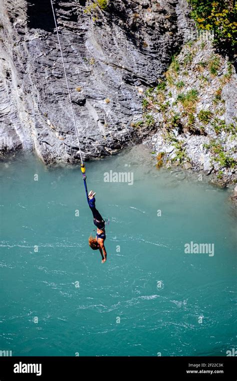 Bungee jumping off a bridge near Queenstown, New Zealand Stock Photo ...