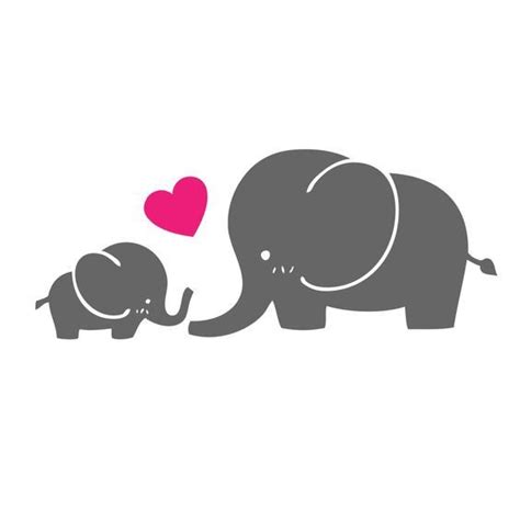 Mommy and Baby Elephant//Decal | Apliques de elefante, Dibujos del día ...