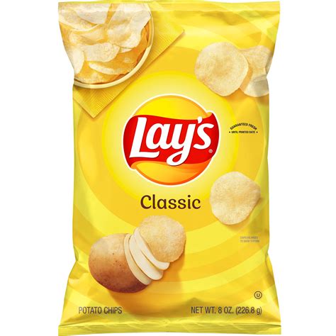 Lay's Classic Potato Chips, 8 oz Bag - Walmart.com - Walmart.com