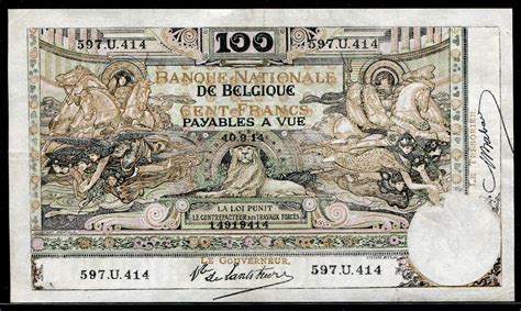 Belgium bank notes 100 Belgian francs banknote of 1914|World Banknotes ...