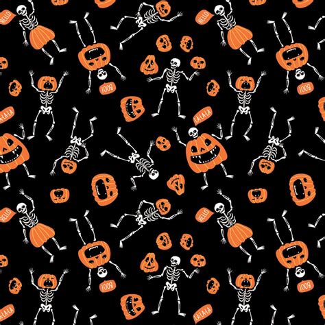 Download Aesthetic Cute Halloween Skeletons Pumpkins Dance Wallpaper | Wallpapers.com