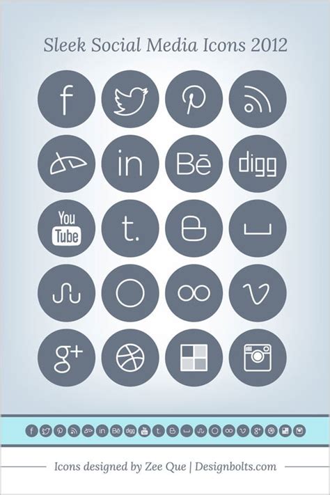 Free Simple Sleek Social Media Icons Set 2017 – Designbolts