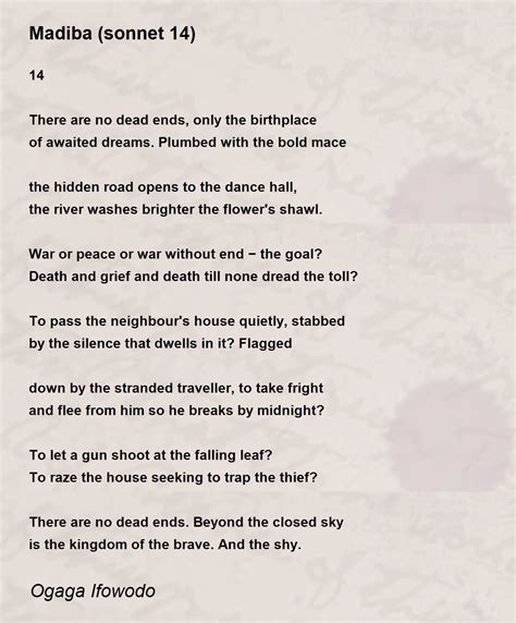 Madiba (sonnet 14) - Madiba (sonnet 14) Poem by Ogaga Ifowodo