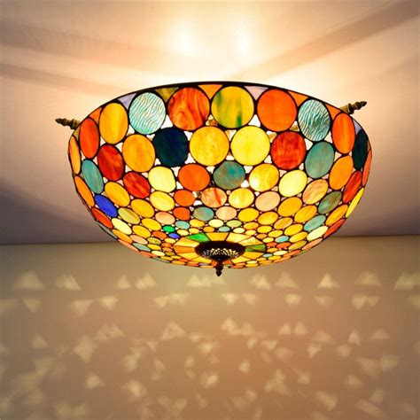 Wholesale Tiffany Style Stained Glass Ceiling Lights 26 Inches European Retro Art Decorative ...