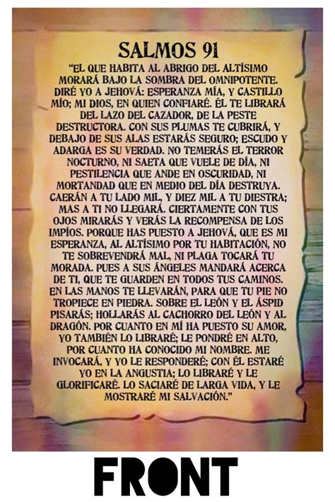 Psalm 91 Prayer Cards in Spanish. Wallet Size Prayer Cards. 100 Cards in Set: KJV Professionally ...