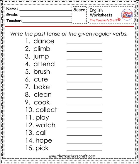 Verbs In Past Tense Worksheets