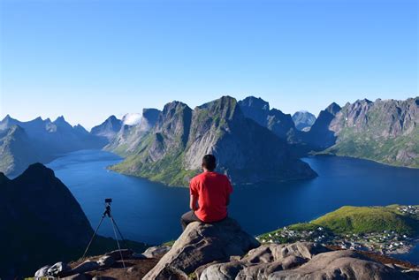 View after hiking to the top of Reinebringen in the Lofoten Islands - Norway! : backpacking