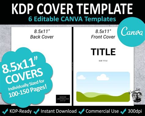 Canva 8.5x11 KDP PAPERBACK COVER Templates Editable - Etsy UK | Cover ...