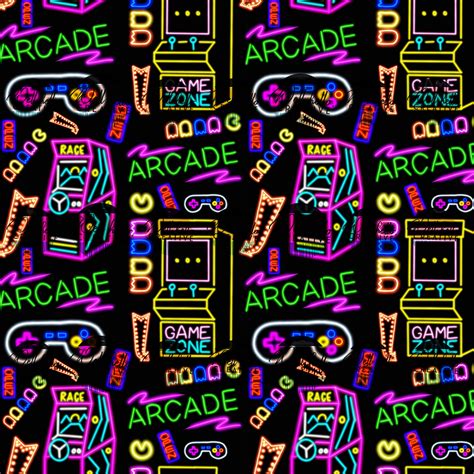 Neon Arcade Seamless Pattern - Etsy