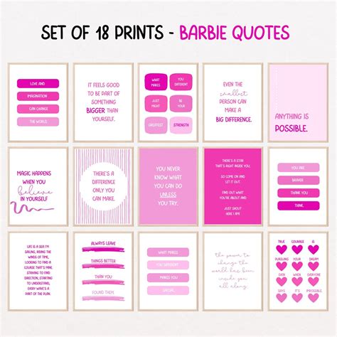 Barbie Quotes Barbie Movie Poster Office Decor Set of 18 Printable Wall ...