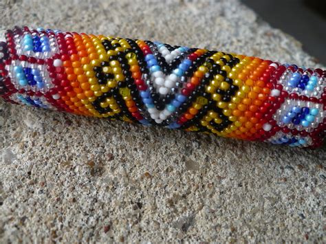 Peyote stitch beaded keychain Native American by StanfordNative