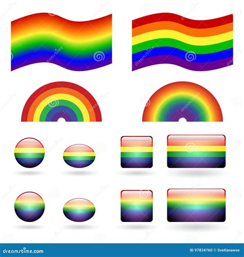 Set of gay pride symbols stock vector. Illustration of emblem - 97834760