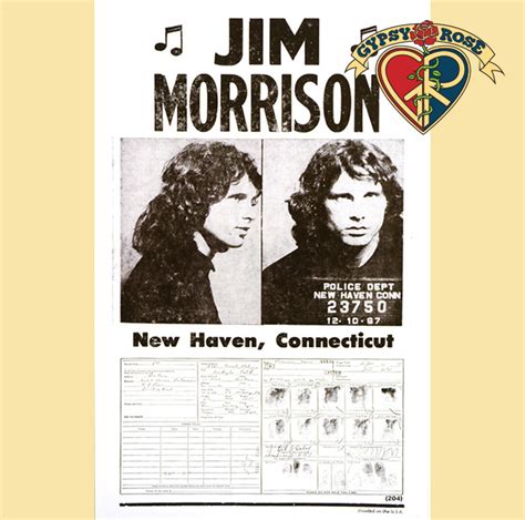 JIM MORRISON OF THE DOORS NEW HAVEN MUG SHOT POSTER: Gypsy Rose