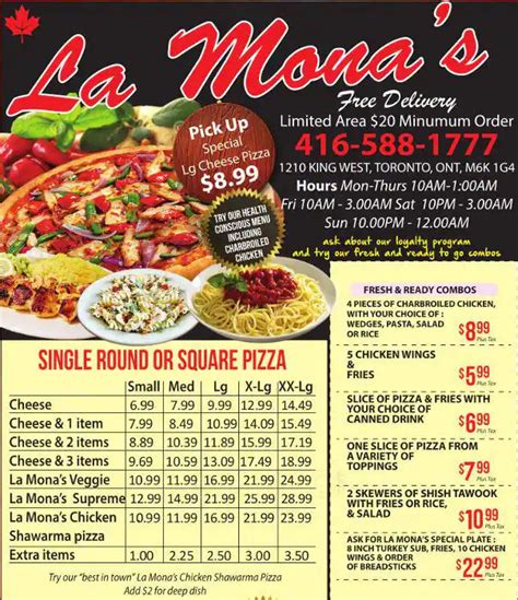 La Mona's Menu, Menu for La Mona's, Parkdale, Toronto - Urbanspoon/Zomato