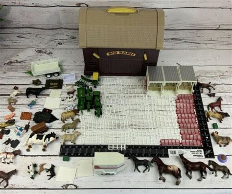 Big Barn Farm Animals Trucks Fence Trees Farmer Figures Playset Toys ...