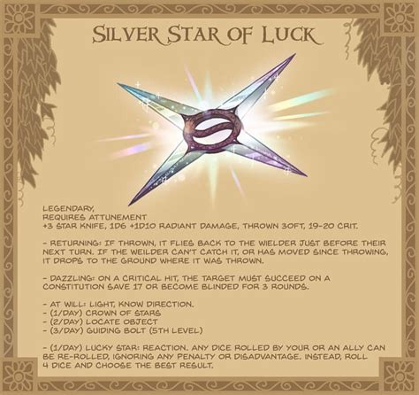 12. Silver Star of Luck - Mythical Starknife from the Heavens