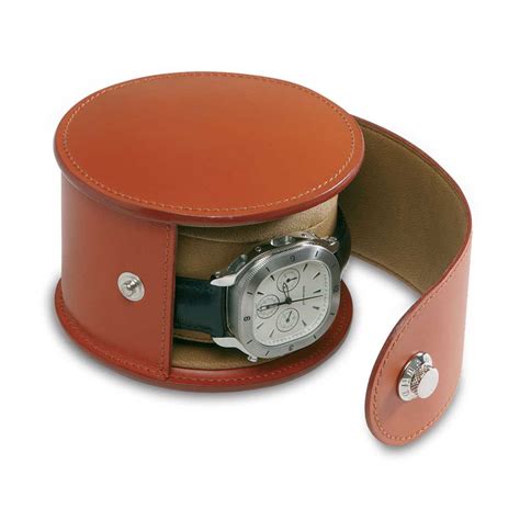 Underwood Leather Single Luxury Watch Travel Case - Round